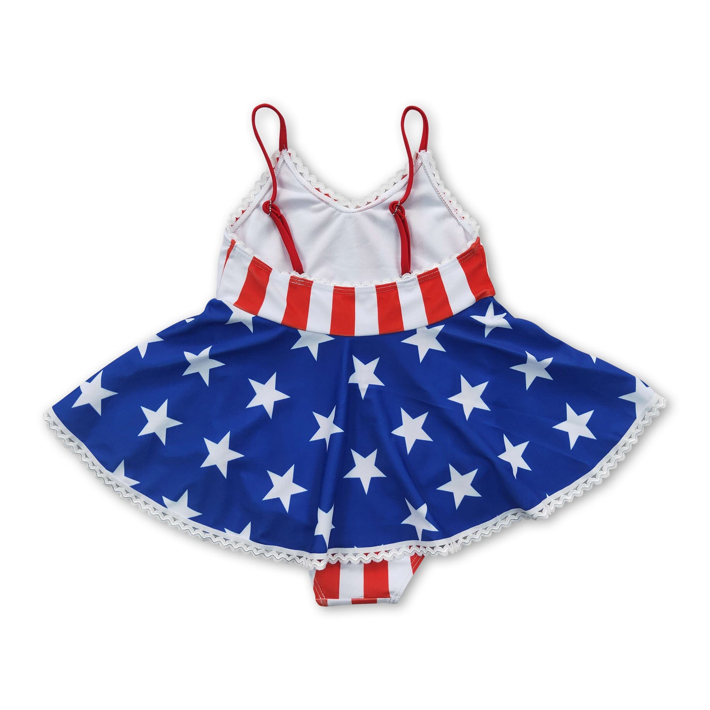 Sleeveless stripe stars skirt girls lining 4th of july swimsuit