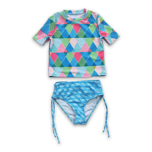 geometry short sleeves shirt shorts girls swimsuits