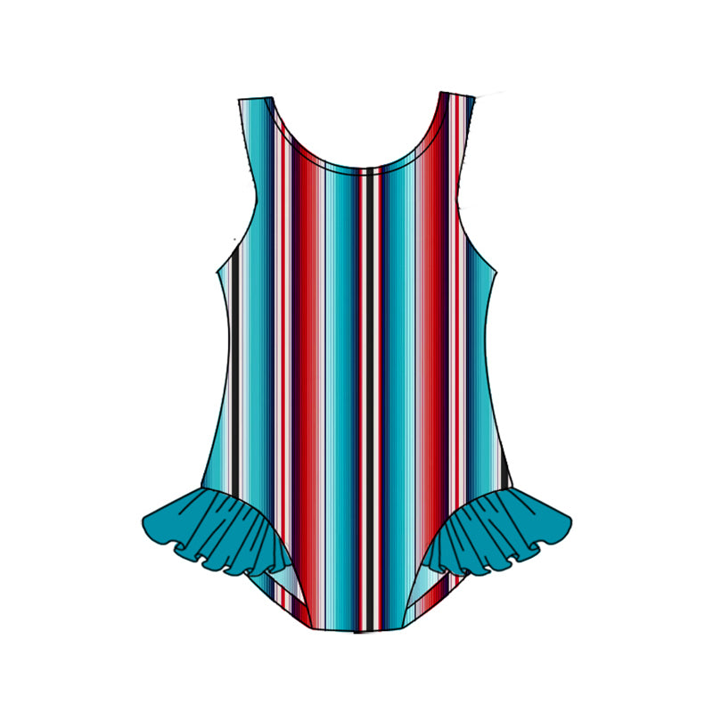 Colorful stripe one pc baby girls summer swimsuit