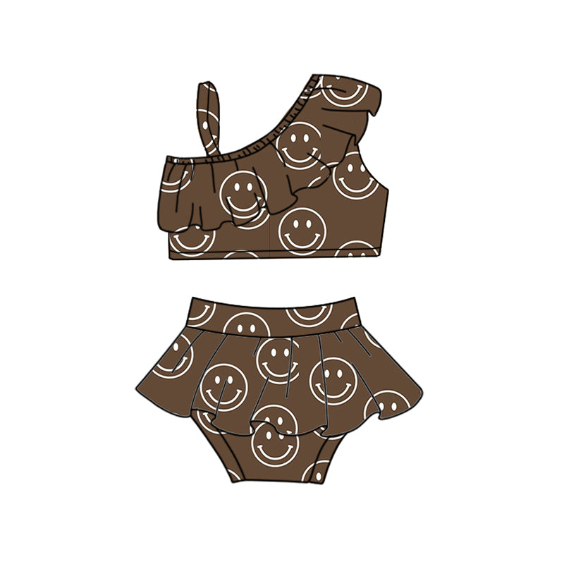 Smile print swim wear baby girls summer swimsuit