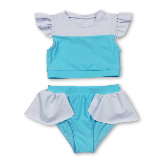 White auqa 2 pcs cute princess baby girls swimwear