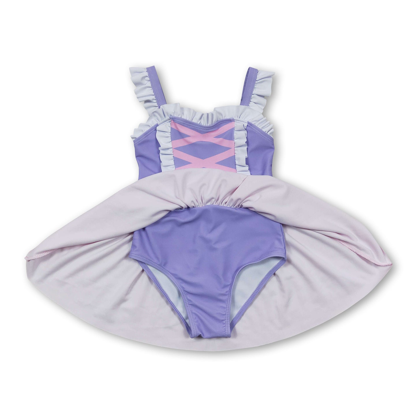 Lavender pink skirt one pc princess baby girls swimwear