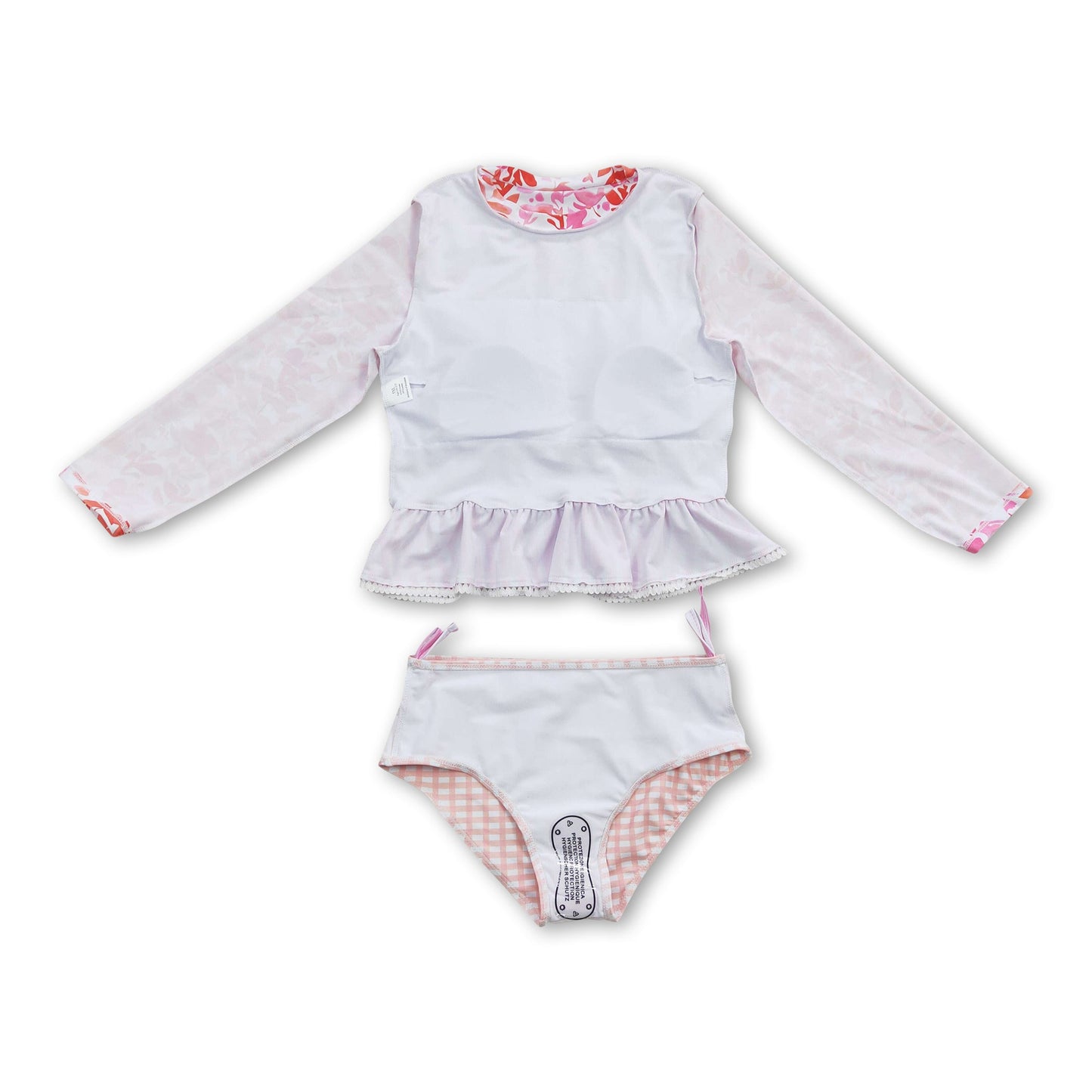 Long sleeves plaid stripe baby girls summer swimsuit