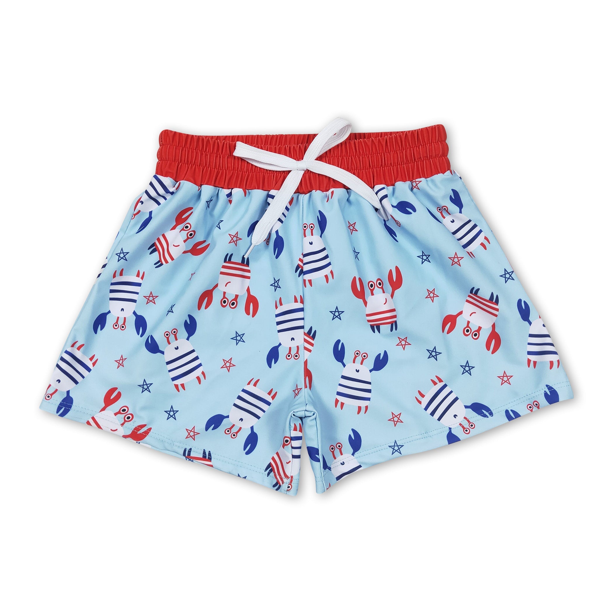 Red blue crab 4th of july boy swim trunks Western Kids Clothes