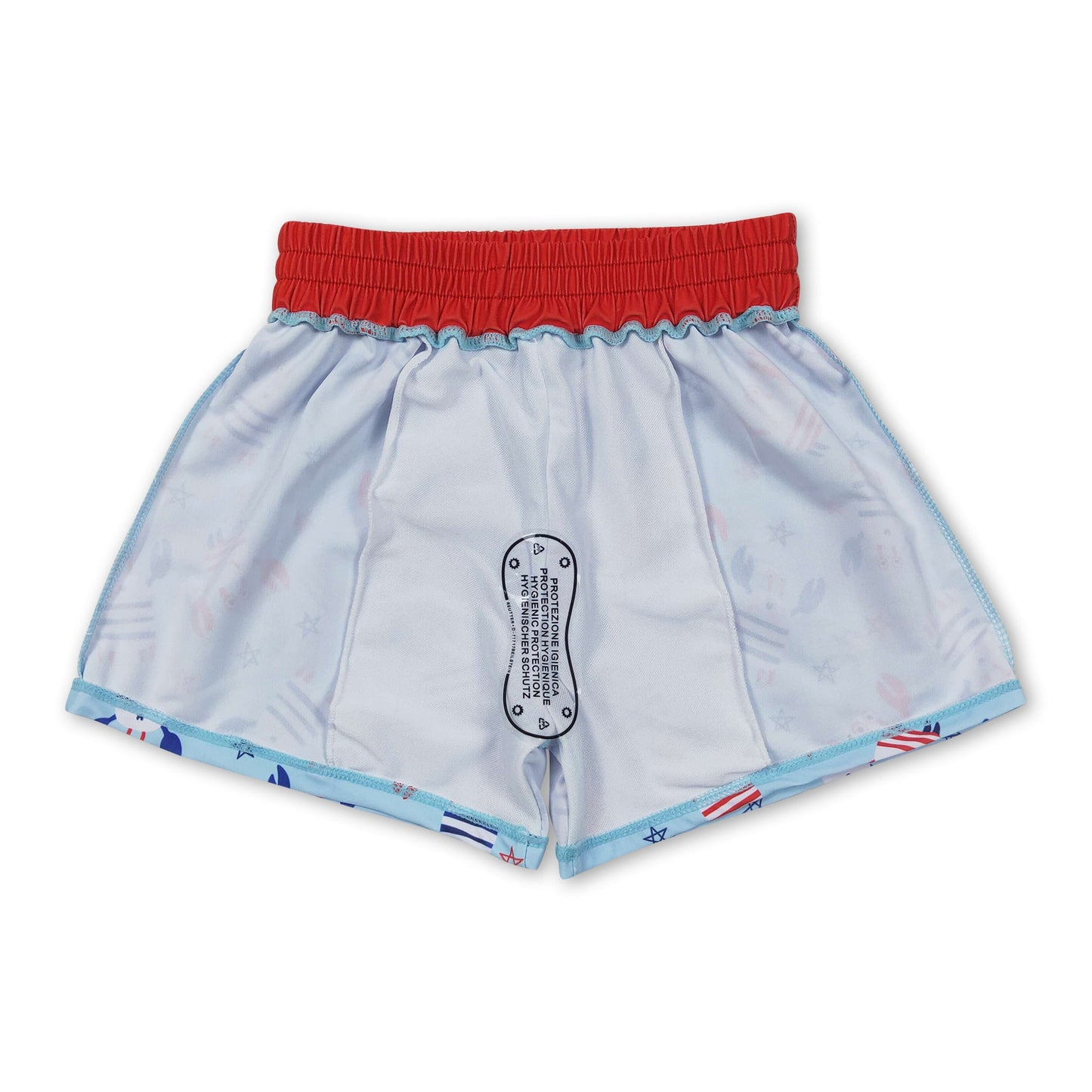 Red blue crab 4th of july boy swim trunks