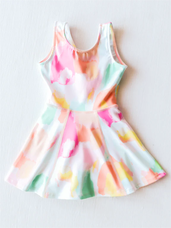 Sleeveless tie dye baby girls swimsuit