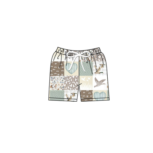 Duck heart patchwork kids boys summer swim shorts