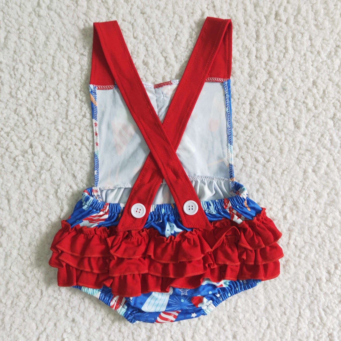 Popsicle ruffle bubbles baby 4th of July romper