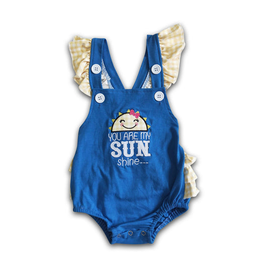 You are my sunshine embroidery baby girl romper