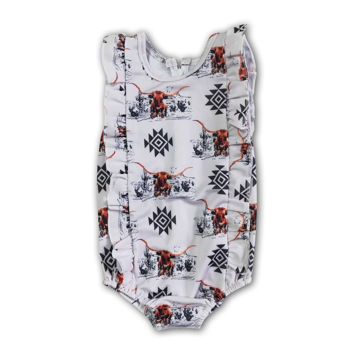 Aztec cow print swim wear baby girls summwer swimsuit