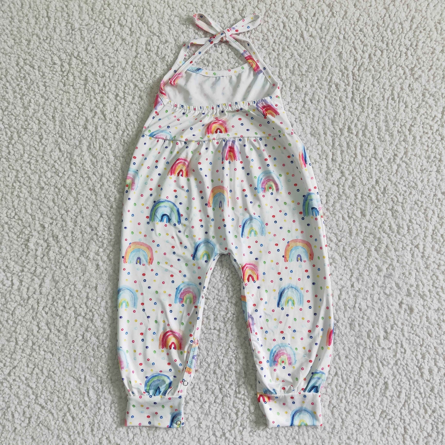 Rainbow backless baby girls jumpsuit