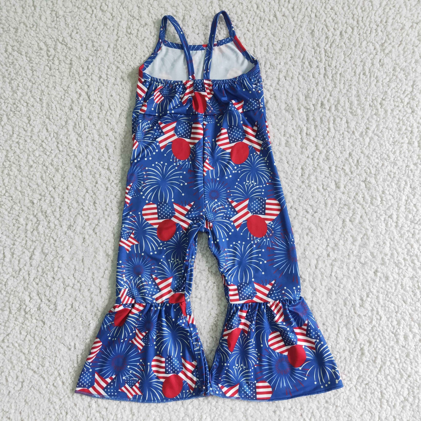 Star heart firework kids girls 4th of july jumpsuit