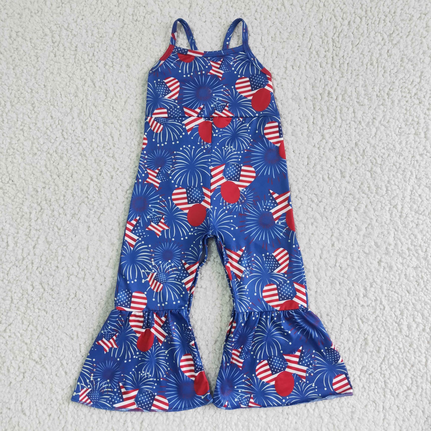 Star heart firework kids girls 4th of july jumpsuit