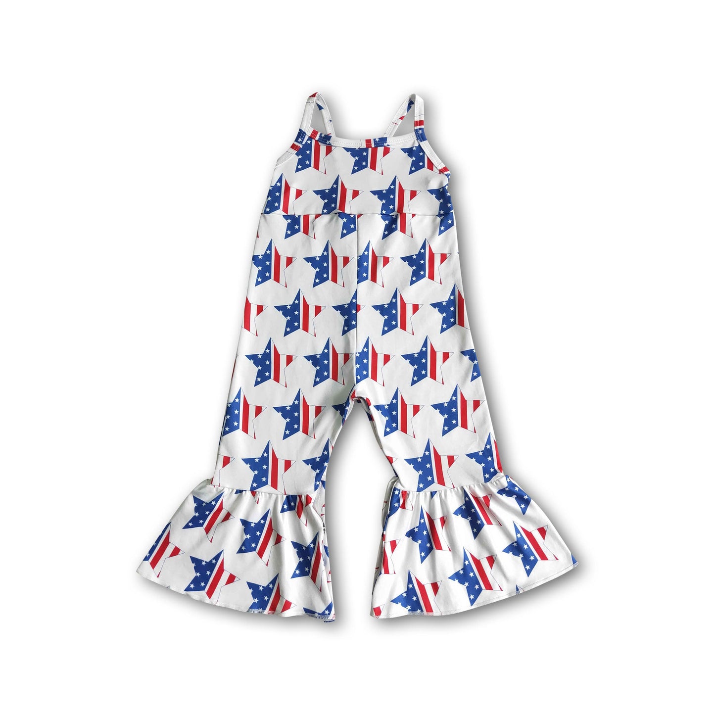 Star print sleeveless baby girls 4th of july jumpsuit