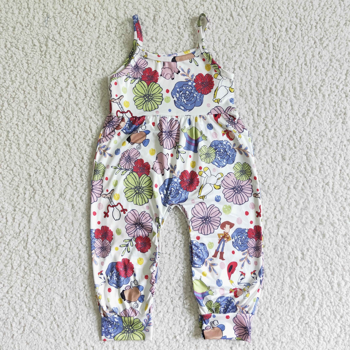 Sleeveless floral baby girls summer jumpsuit