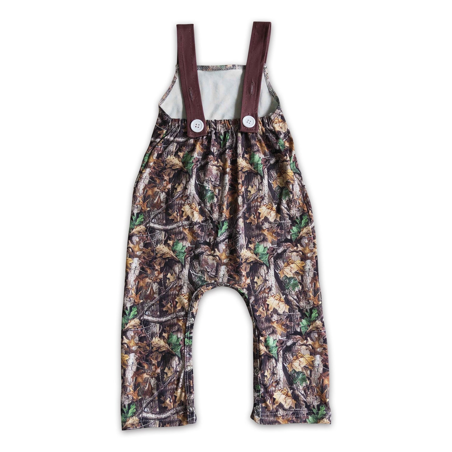 Deer pocket camo sleeveless baby boy romper