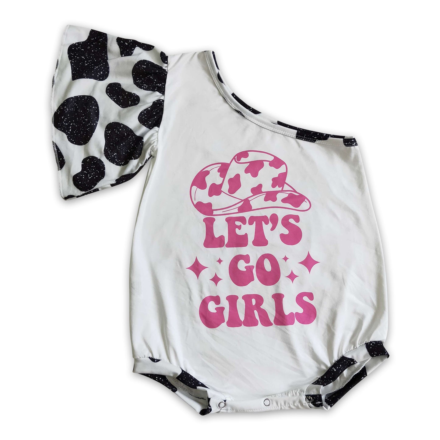 Let's go girls one shoulder baby kids western romper