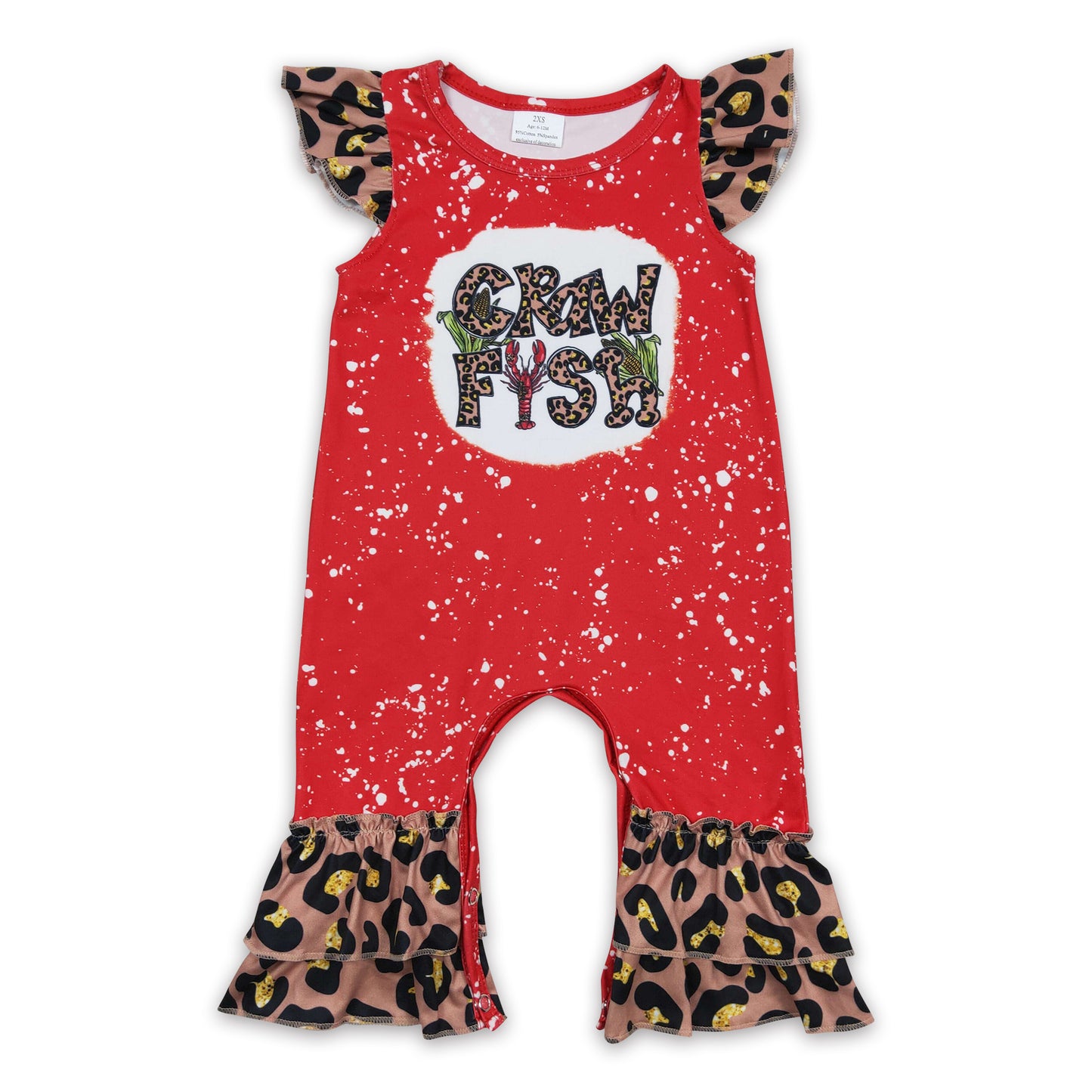 Leopard crafish flutter sleeves baby girls romper