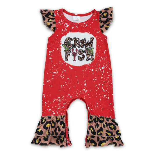 Leopard crafish flutter sleeves baby girls romper