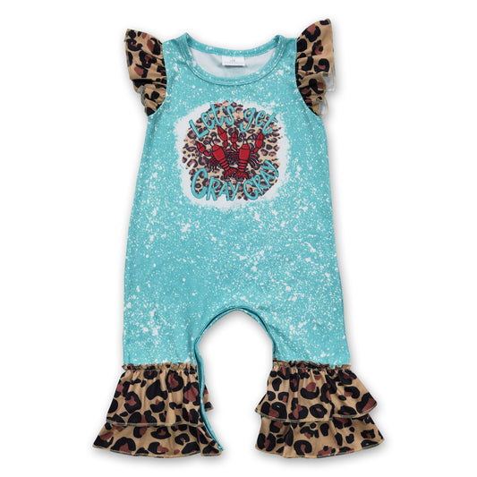 Let's get cray cray crawfish leopard baby girls romper