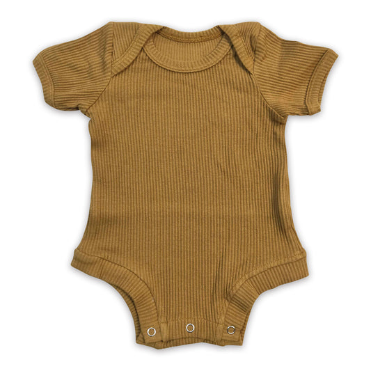 Brown short sleeves ribbed cotton baby kids romper