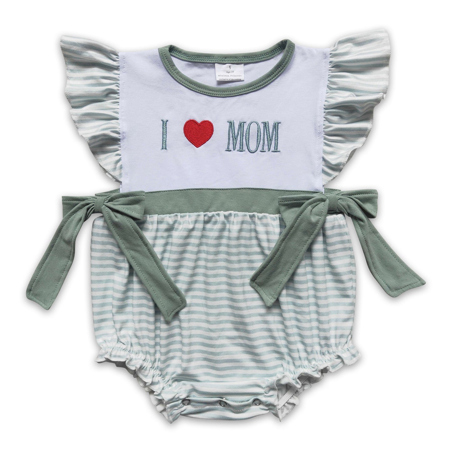 I love MOM stripe baby girls mother's day romper