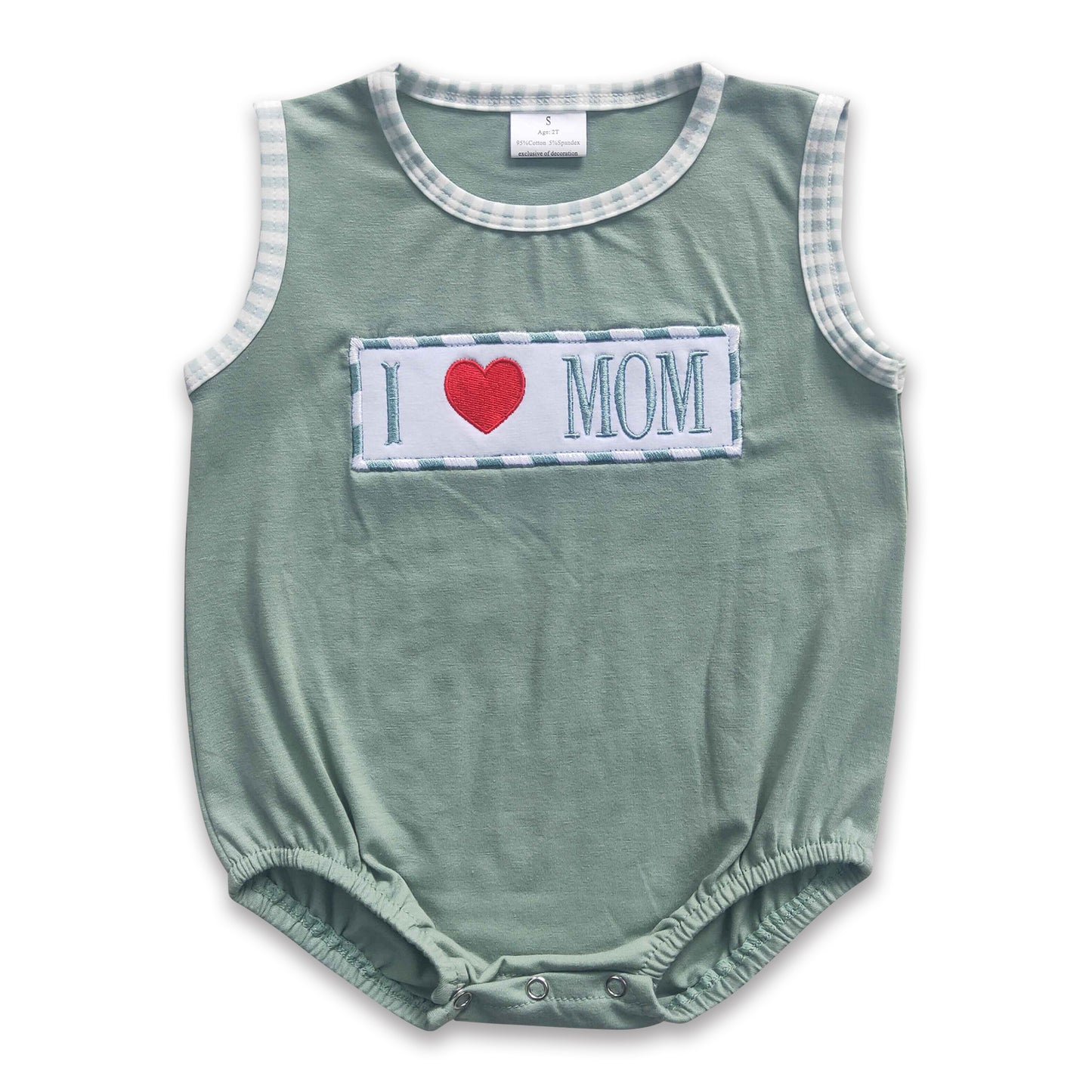 I love MOM stripe baby boy mother's day romper