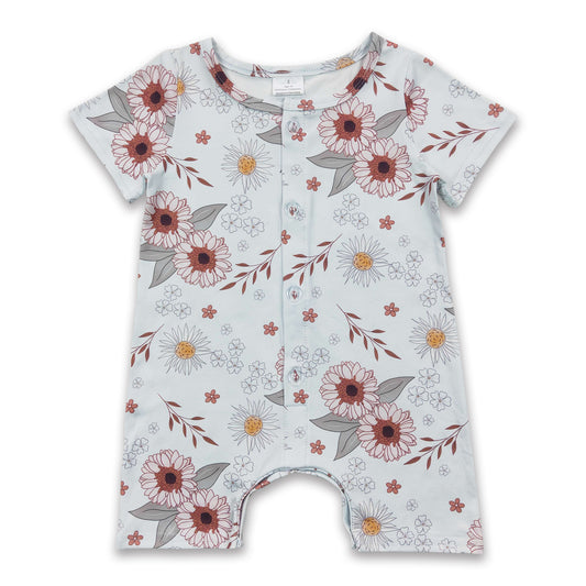 Floral short sleeves baby kids summer romper