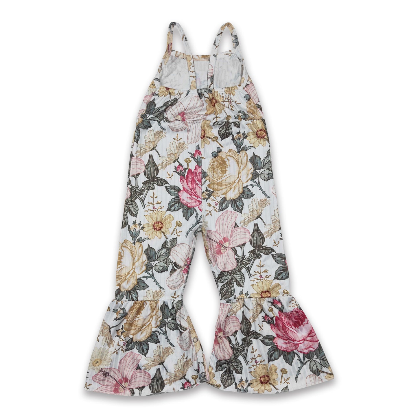 Floral sleeveless bell bottom baby girls floral jumpsuit