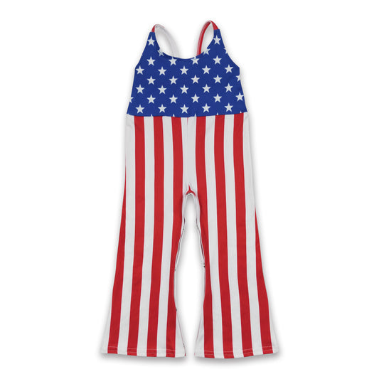 Stars stripe sleeveless baby girls 4th of july jumpsuit