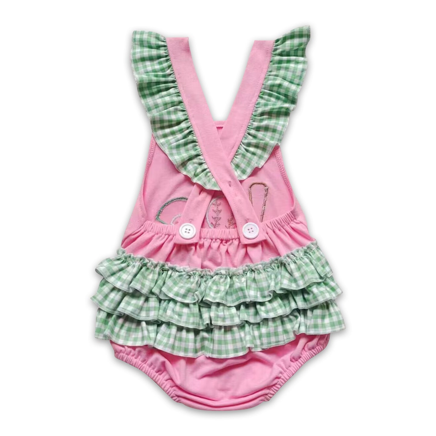 Baseball embroidery bubble baby girls romper