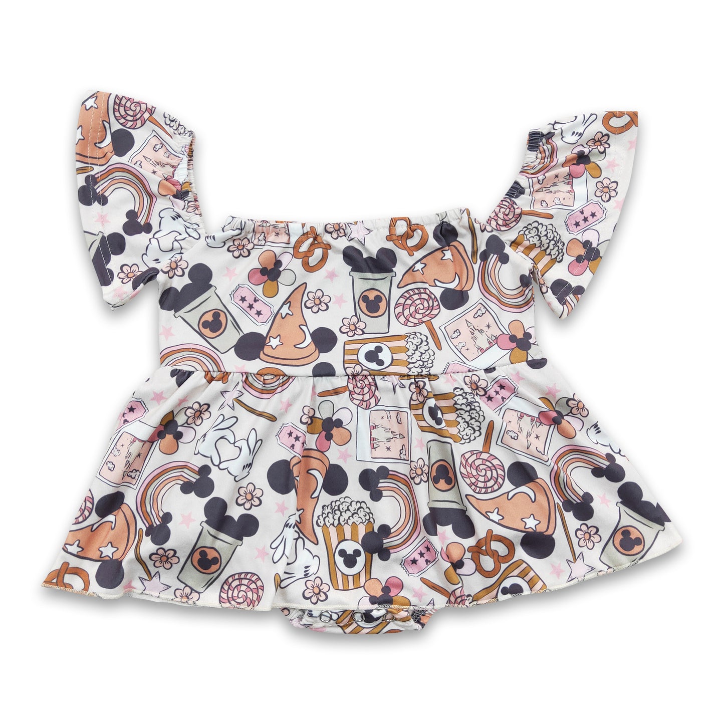 Off shoulder snack mouse baby girls romper