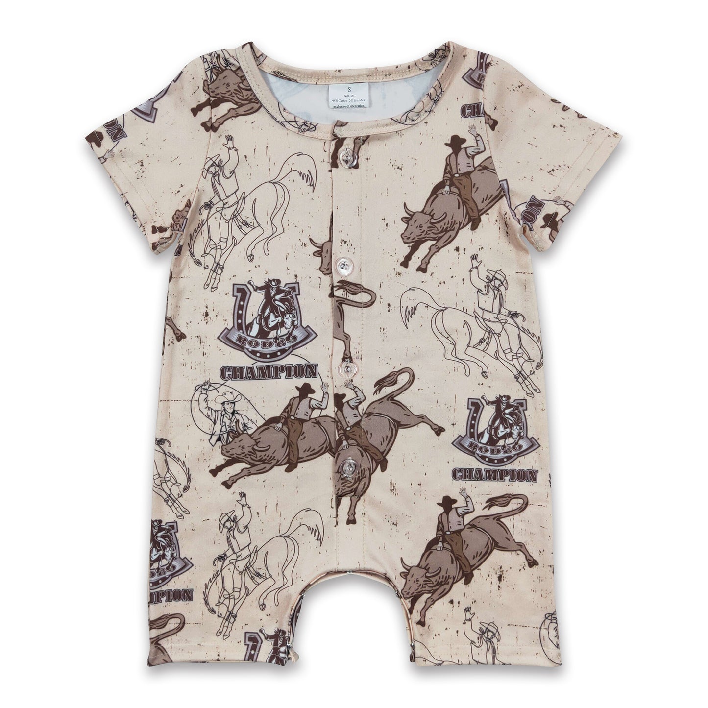 Champion horse rodeo baby boy western romper