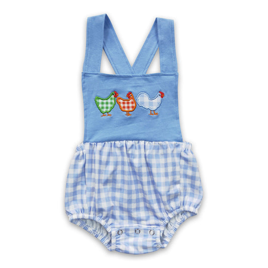 Chicken checked bummies baby boy romper