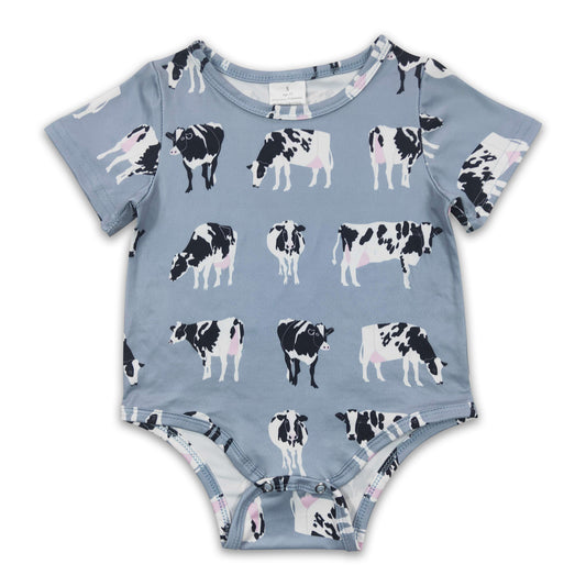 Short sleeves cow baby boy romper