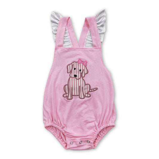 Pink dog cute baby girls summer romper