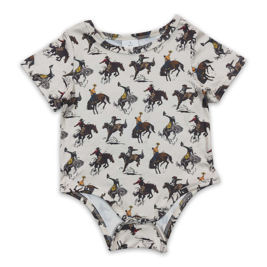 Short sleeves horse rodeo baby boy summer romper