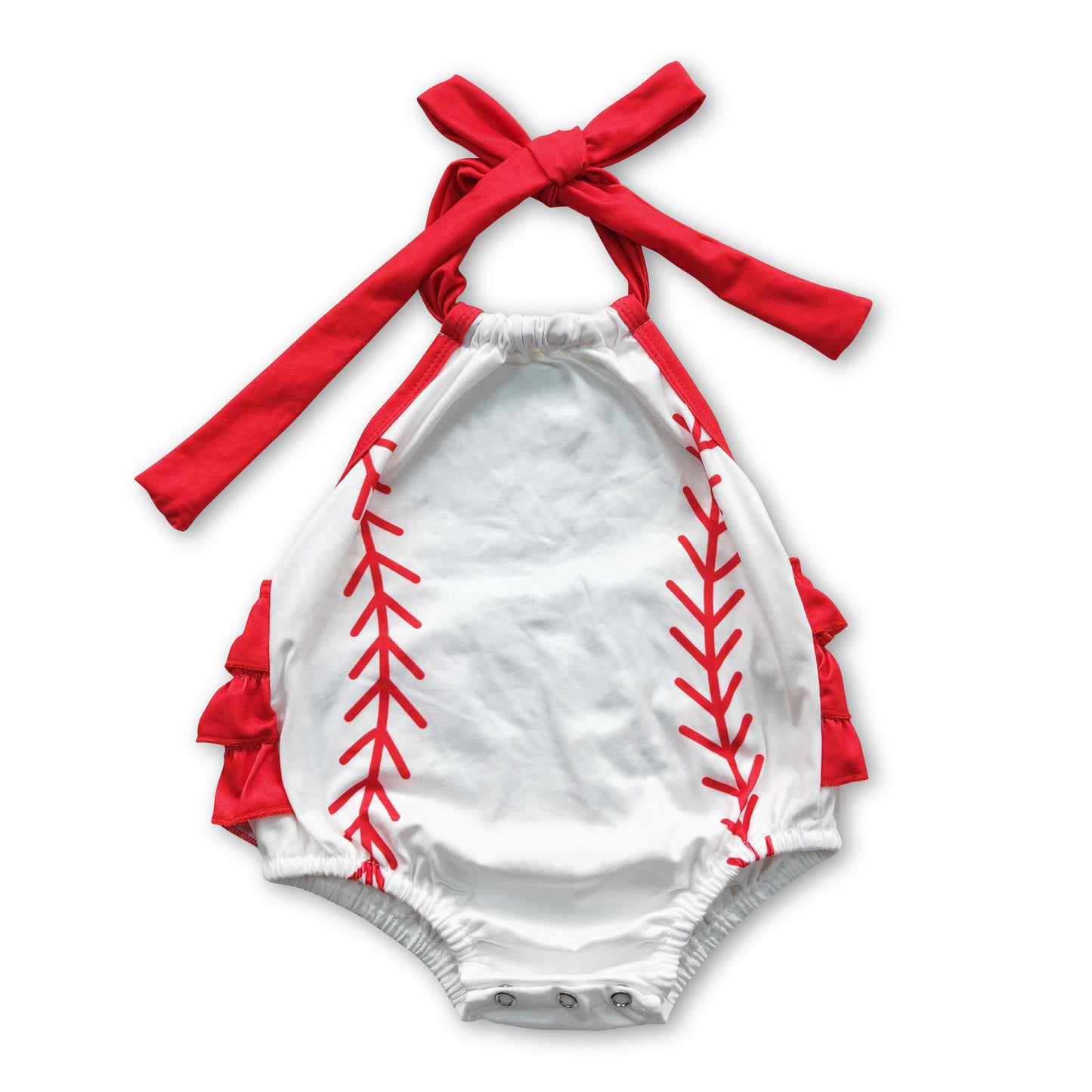 Baseball sleeveless bubble baby girls team romper