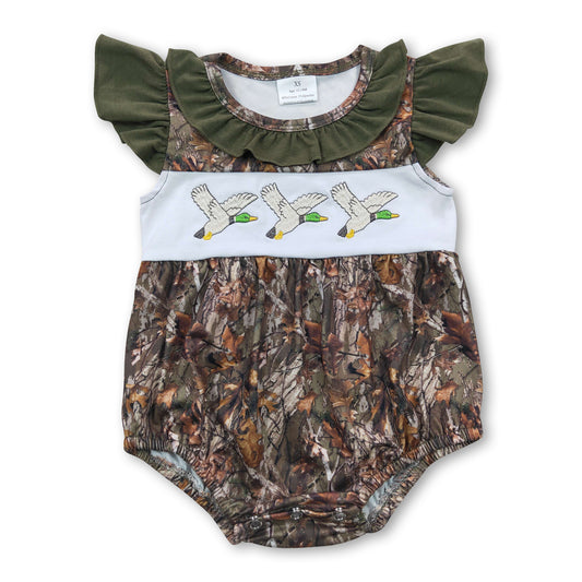 Duck camo sleeveless baby girl romper