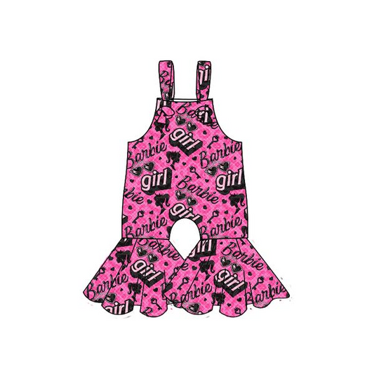 Sleeveless hot pink party girls jumpsuit