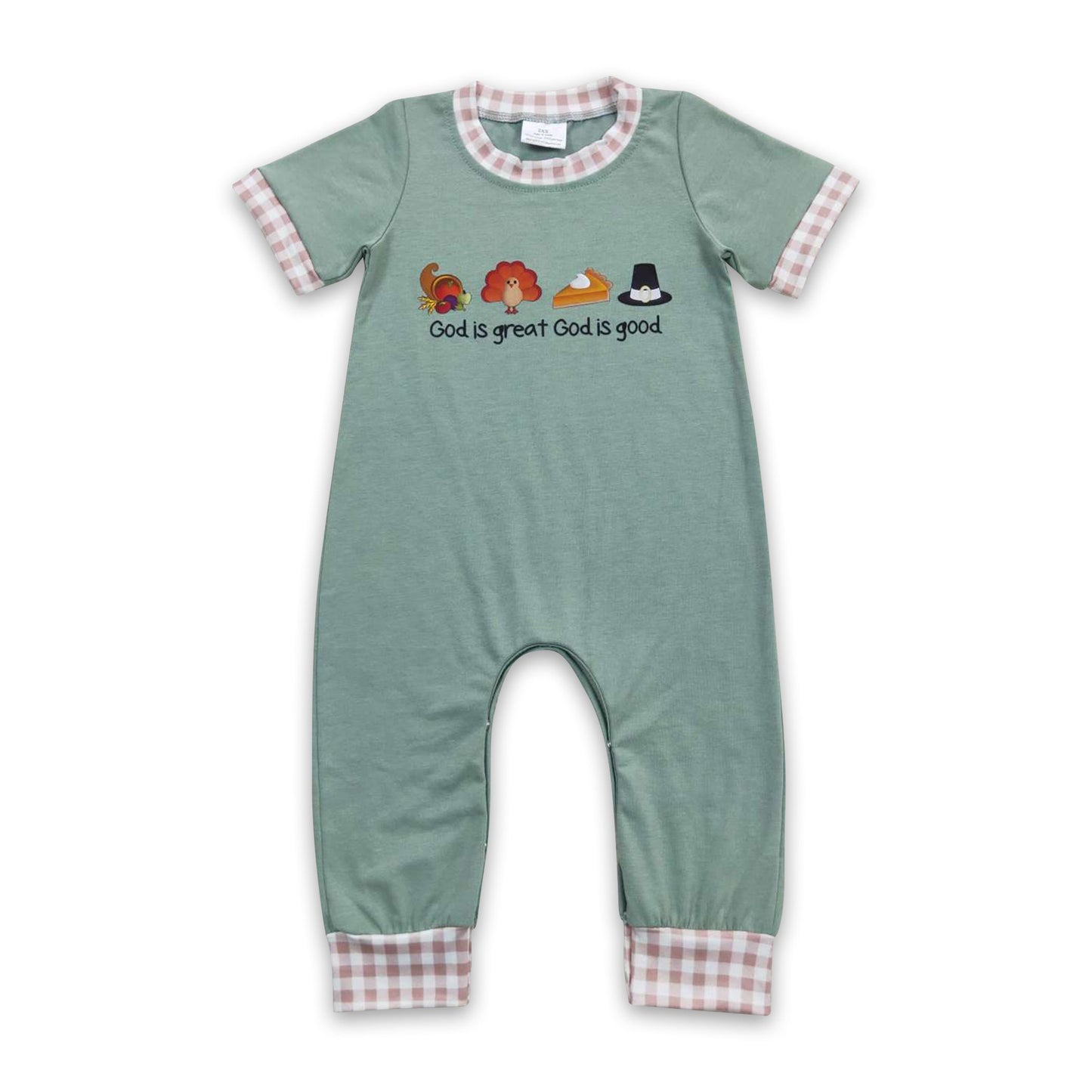 God is great god is good turkey boy Thanksgiving romper