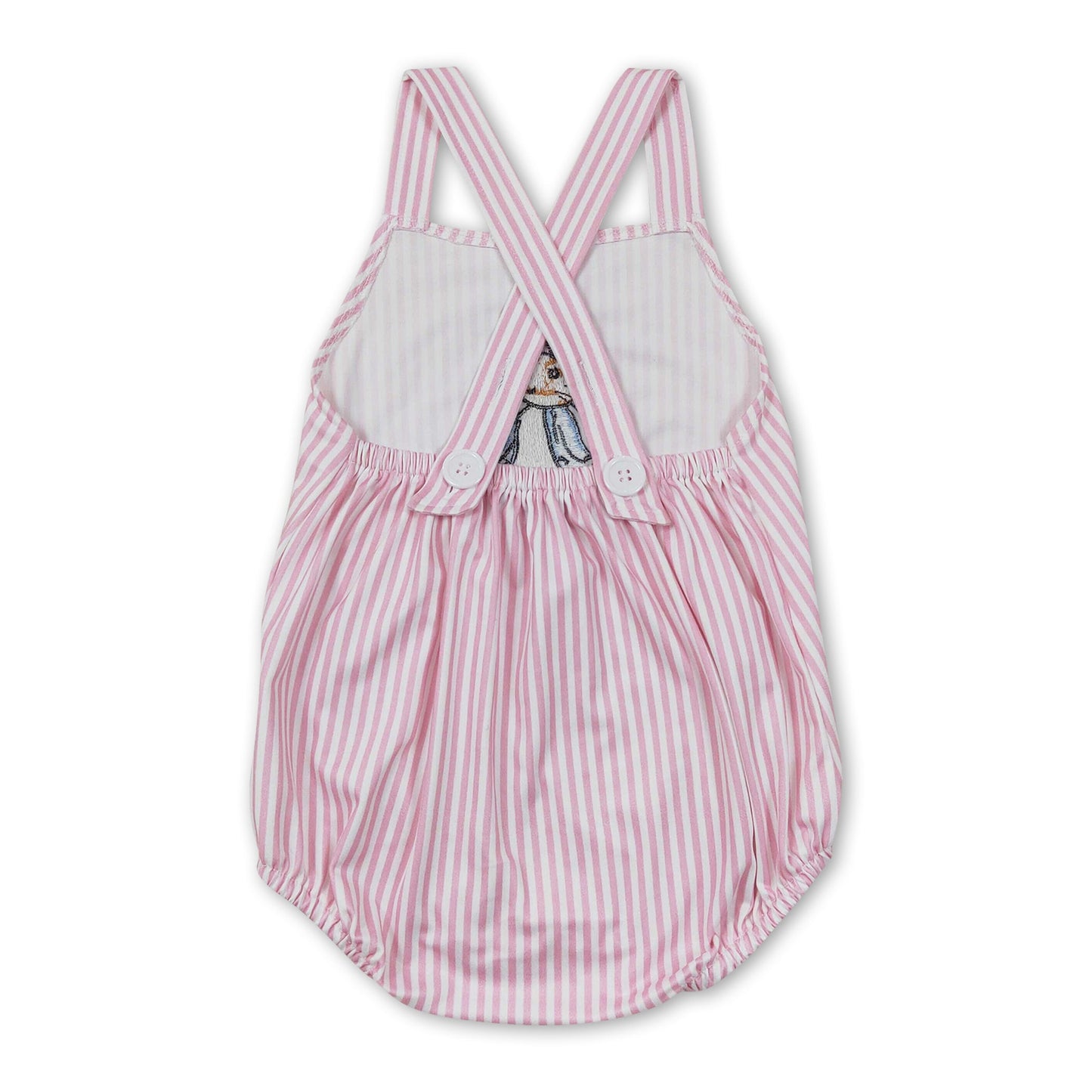 Pink stripe rabbit baby girls easter romper