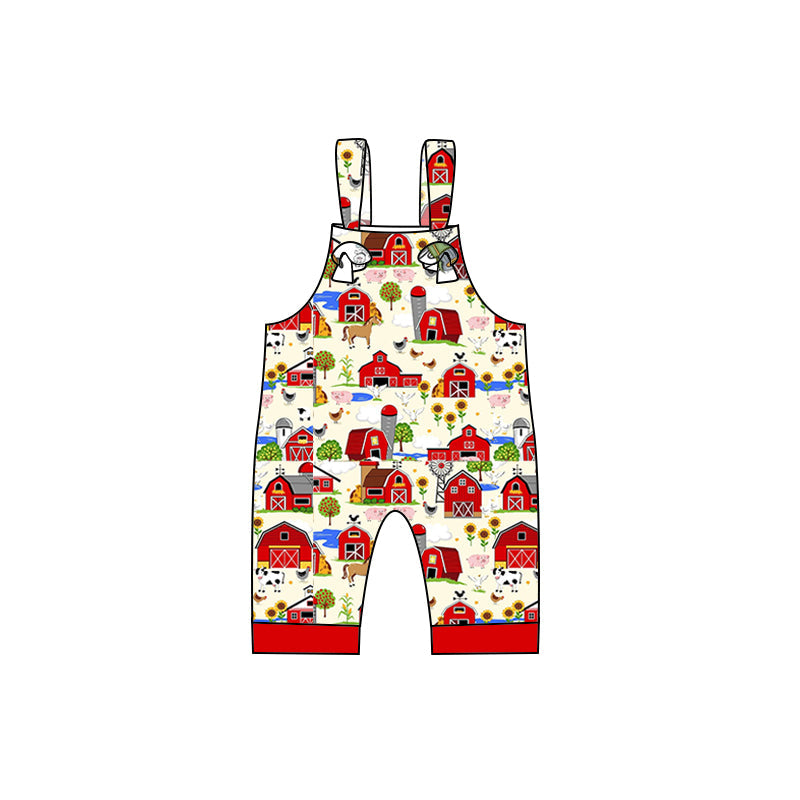 Pig cow horse chicken sleeveless baby boy farm romper