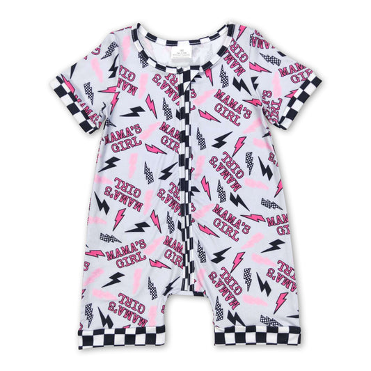 Plaid short sleeves mama's girl thunder baby romper