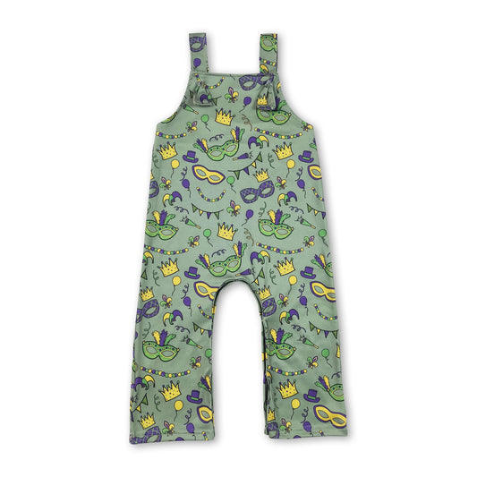 Sleeveless green purple balloon baby boy mardi gras romper