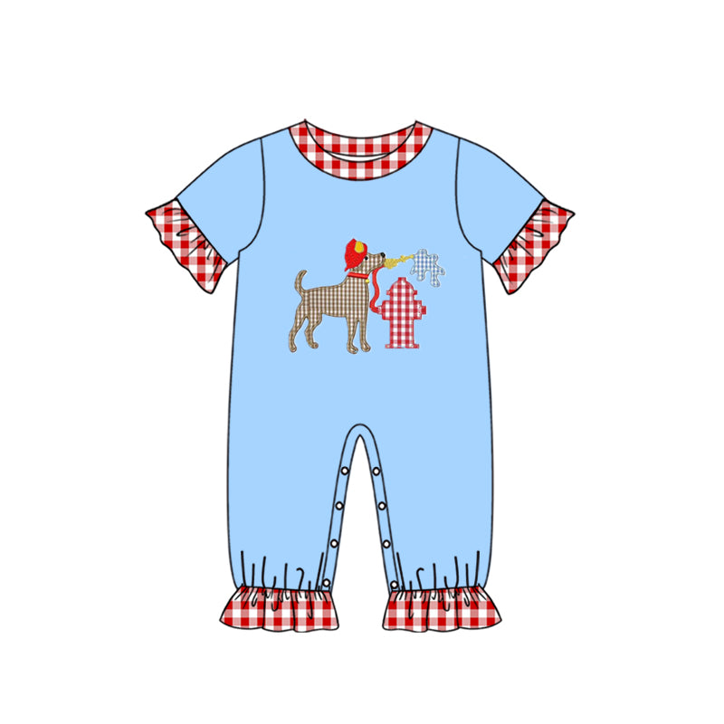 Plaid short sleeves back the red dog baby girls romper