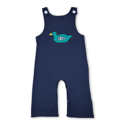 Sleeveless navy duck baby boys romper