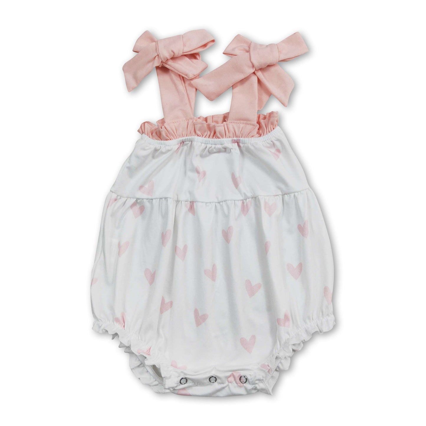 Suspender pink heart baby girls valentine's romper