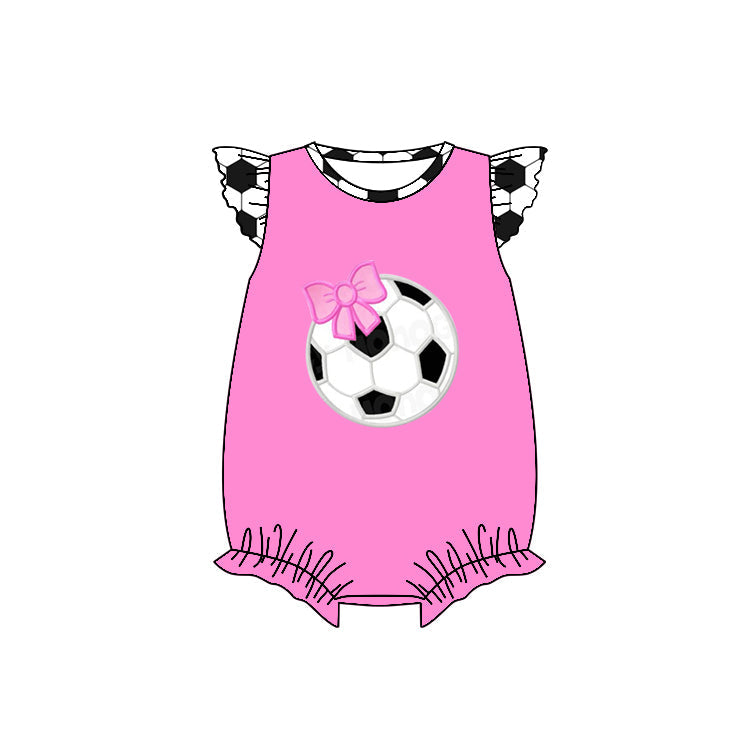 Flutter sleeves pink soccer baby girls romper