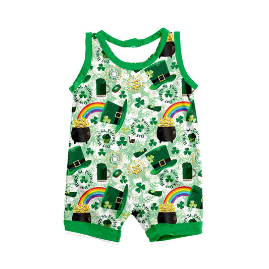 Sleeveless Happy st patrick's day baby boys romper